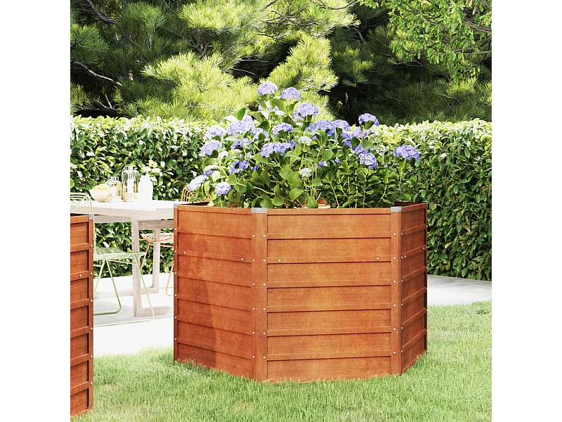 Canteiro de jardim 129x129x77 cm aço corten cor enferrujado