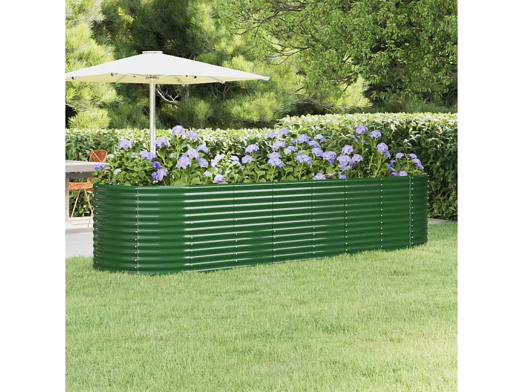 Lit surélevé de jardin Acier enduit de poudre 322x100x68cm Vert