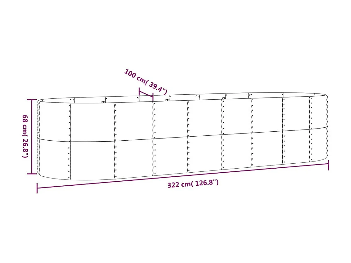 Lit surélevé de jardin Acier enduit de poudre 322x100x68cm Vert