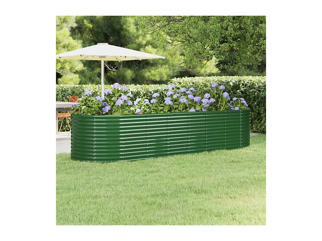 Lit surélevé de jardin Acier enduit de poudre 322x100x68cm Vert