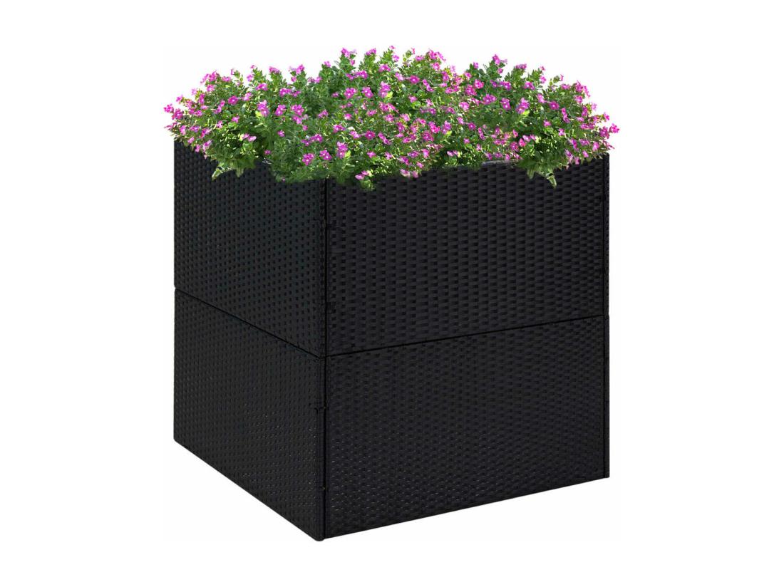 vente unique Jardinière Noir 80x80x80 cm Résine tressée