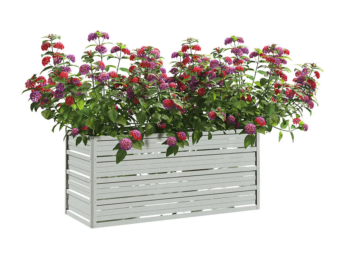 Canteiro elevado de jardim 100x40x45cm aço galvanizado prateado