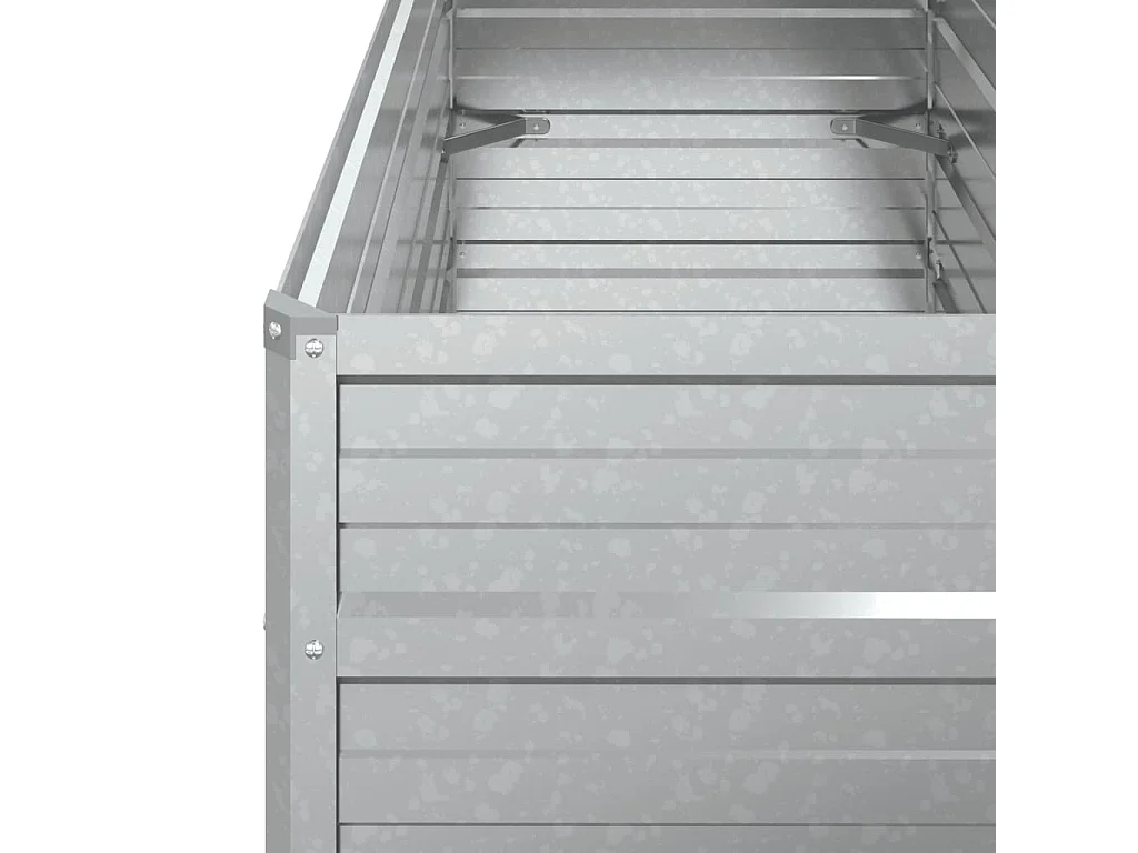 Canteiro elevado de jardim 100x40x45cm aço galvanizado prateado