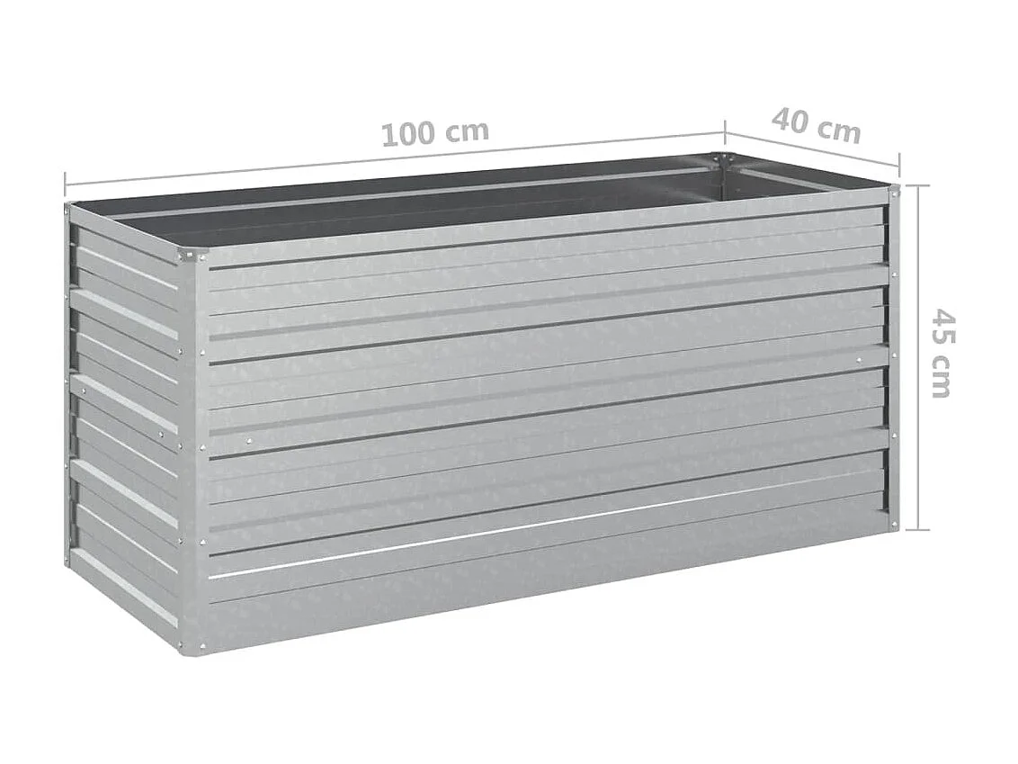 Canteiro elevado de jardim 100x40x45cm aço galvanizado prateado