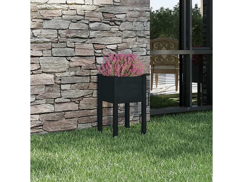 Vaso de jardim 40x40x70 cm madeira de pinho maciça preto