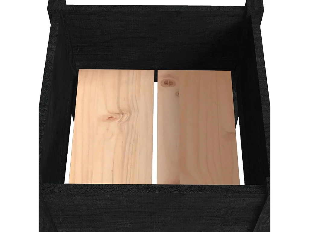 Jardinière d'extérieur Noir 40x40x70 cm Bois de pin massif