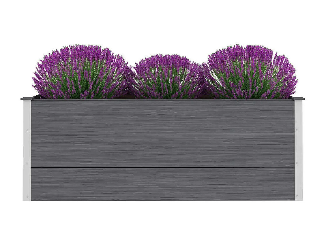 Canteiro elevado para jardim WPC 150x50x54 cm cinzento