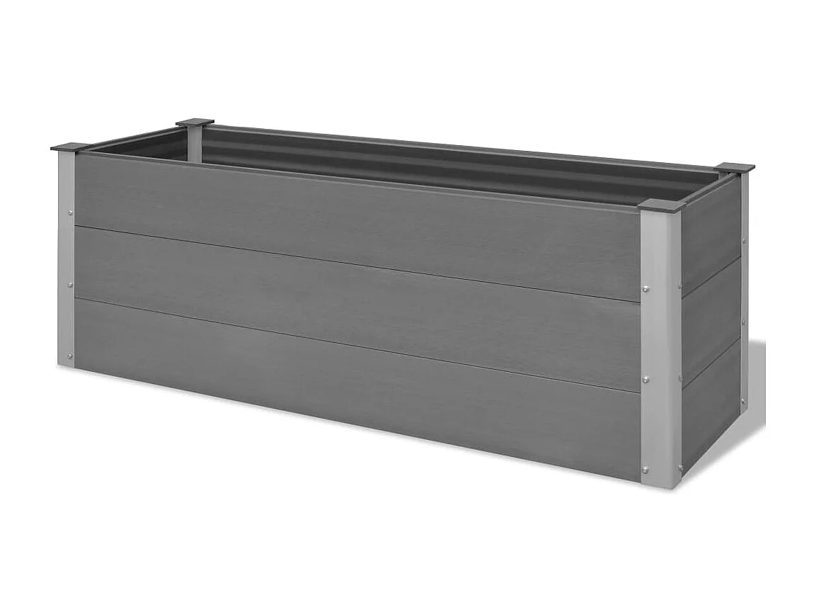 Canteiro elevado para jardim WPC 150x50x54 cm cinzento