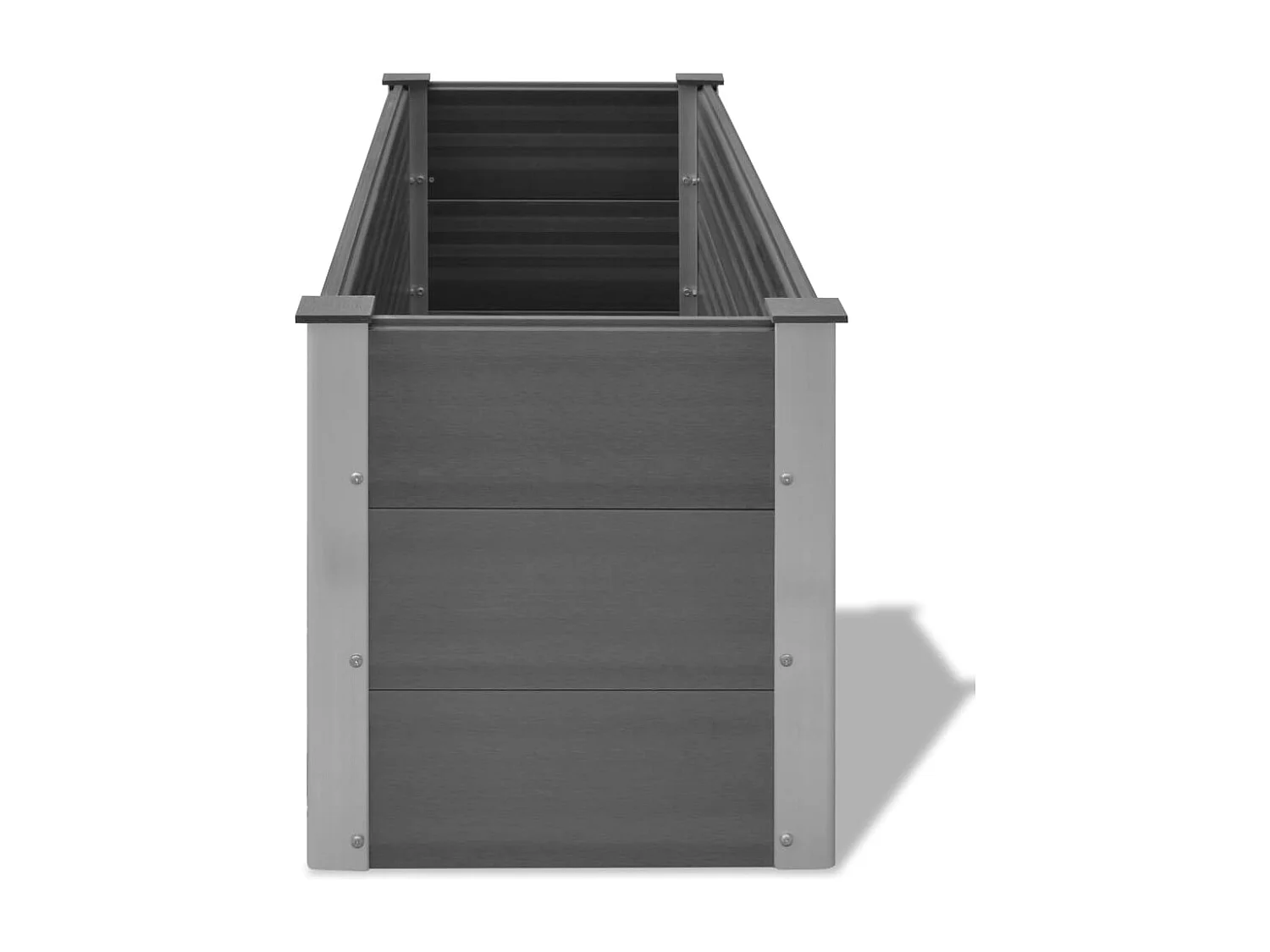 Canteiro elevado para jardim WPC 150x50x54 cm cinzento