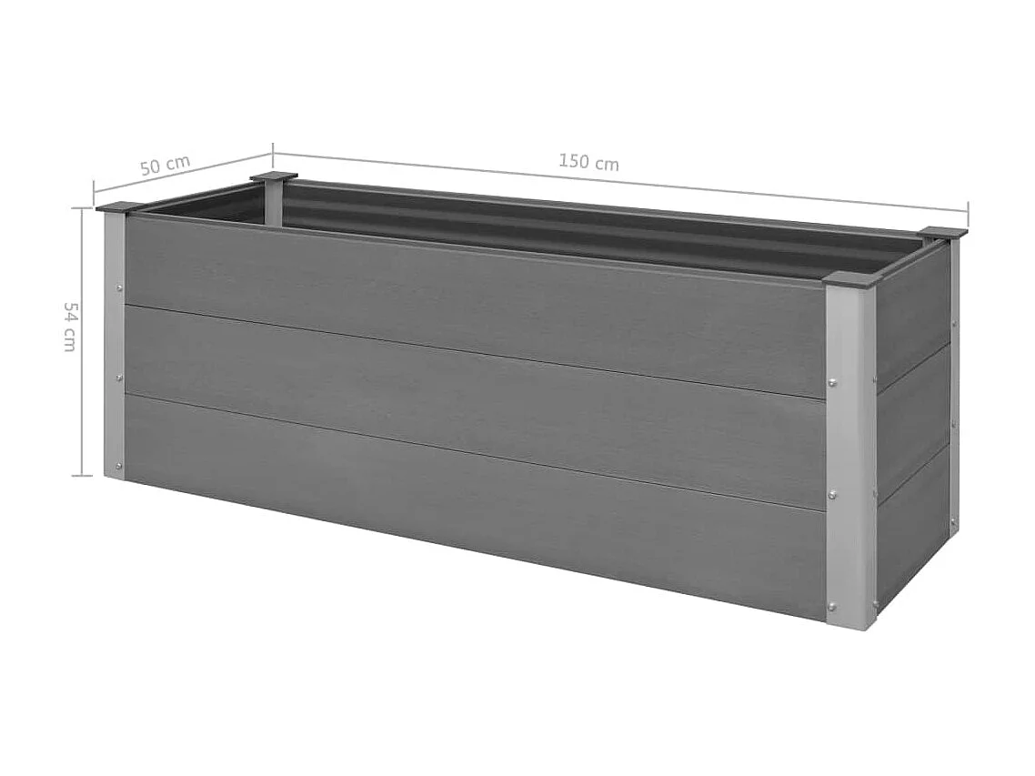 Canteiro elevado para jardim WPC 150x50x54 cm cinzento