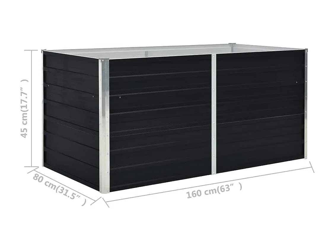 Jardinière 160 x 80 x 45 cm Acier galvanisé Anthracite