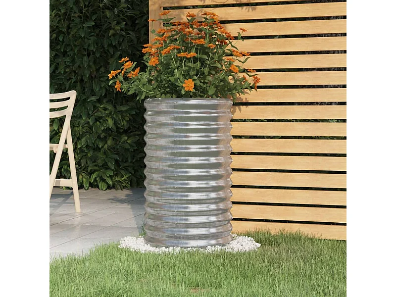 Jardinière de jardin Acier enduit de poudre 40x40x68 cm Argenté