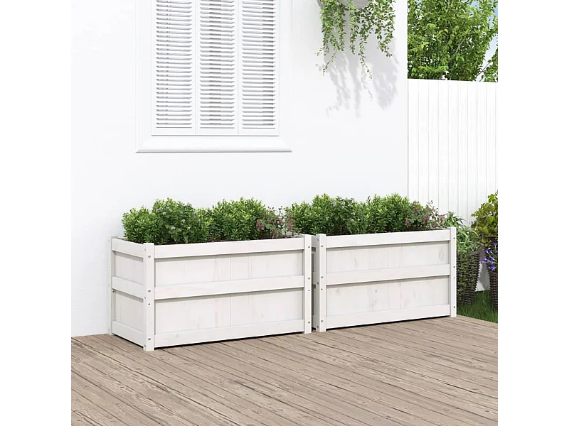 Jardinières 2 pièces blanc bois de pin massif