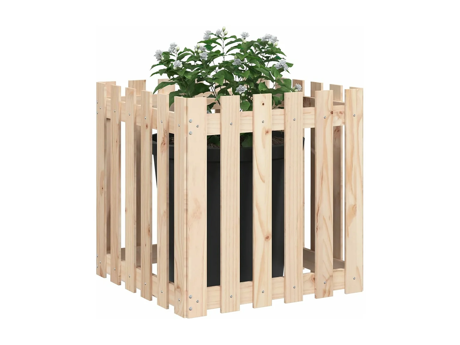 Jardinière avec design de clôture 60x60x60 cm pin massif