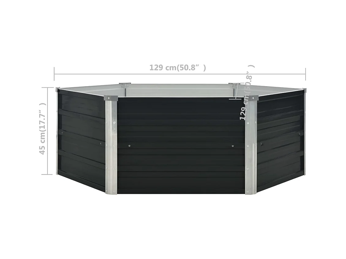 Jardinière surélevée Anthracite 129x129x45 cm Acier galvanisé