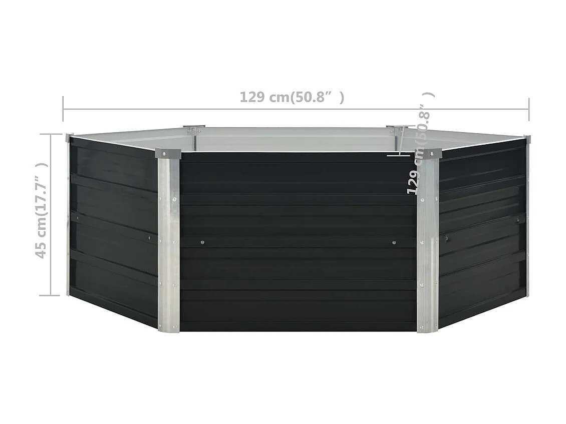 Canteiro jardim elevado 129x129x45 cm aço galvanizado antracite
