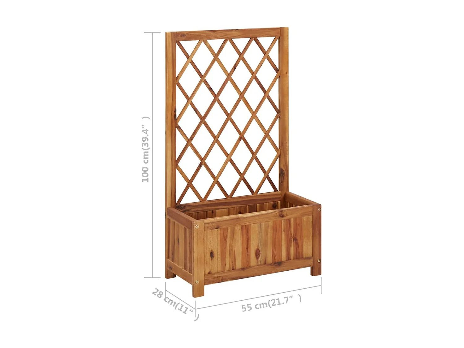 Arriate de jardín con enrejado madera de acacia