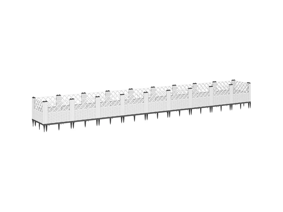 Jardinera con clavijas PP blanco 363,5x43,5x43,5 cm