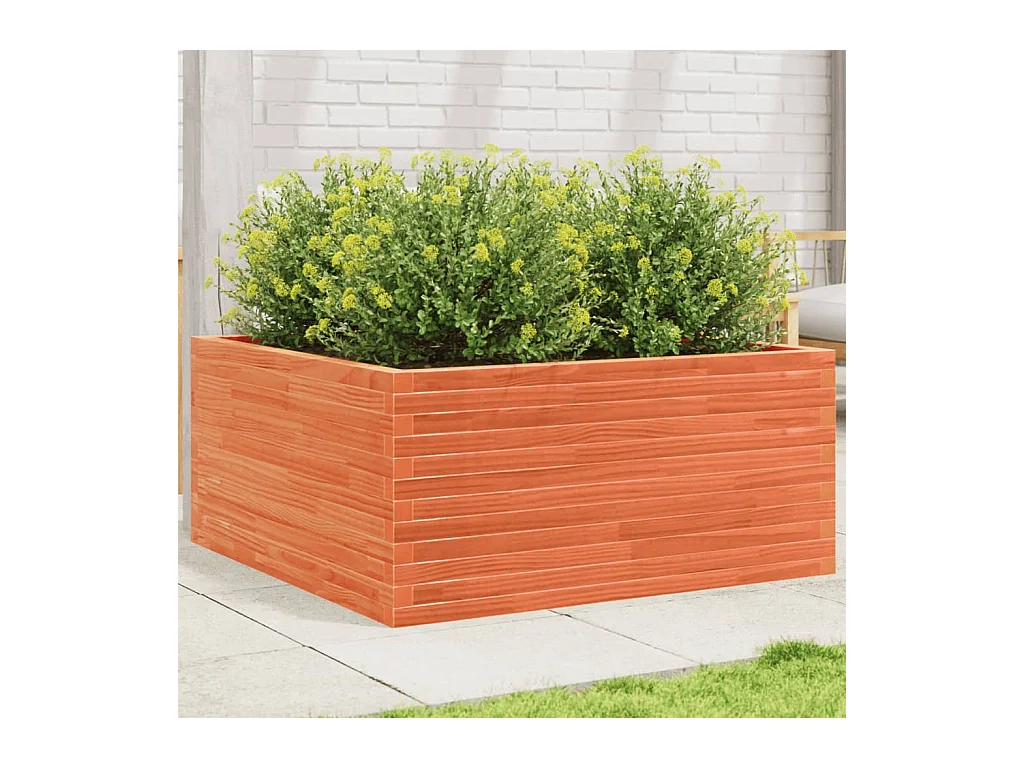 Jardinière cire marron 100x100x46 cm bois de pin massif
