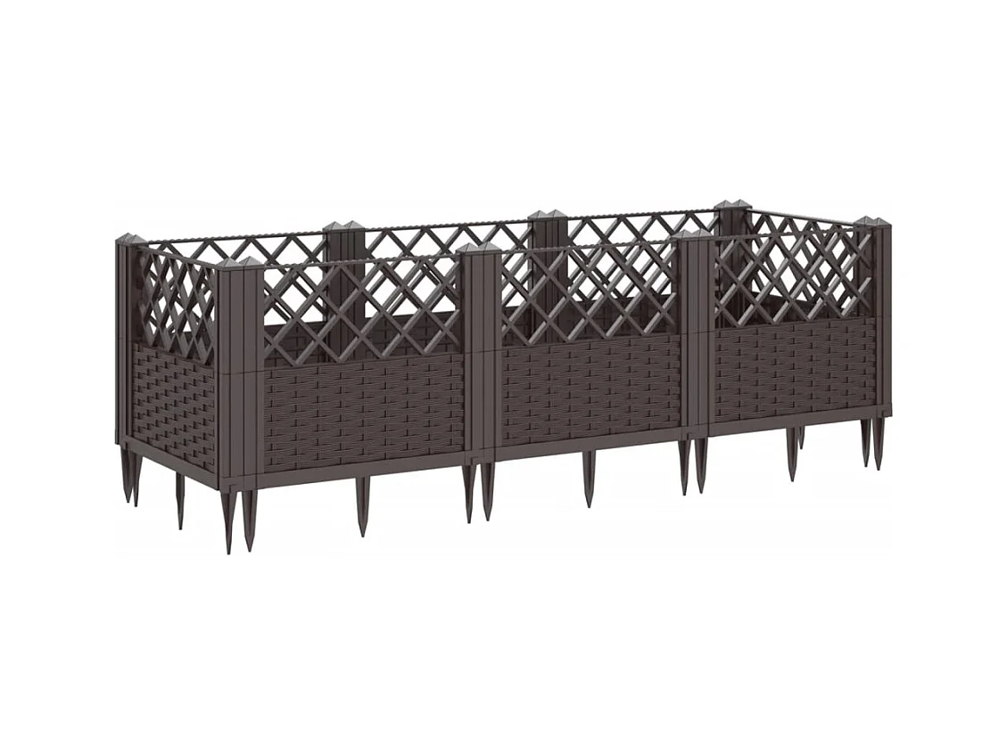 Vaso/floreira jardim c/ estacas 123,5x43,5x43,5 cm PP castanho