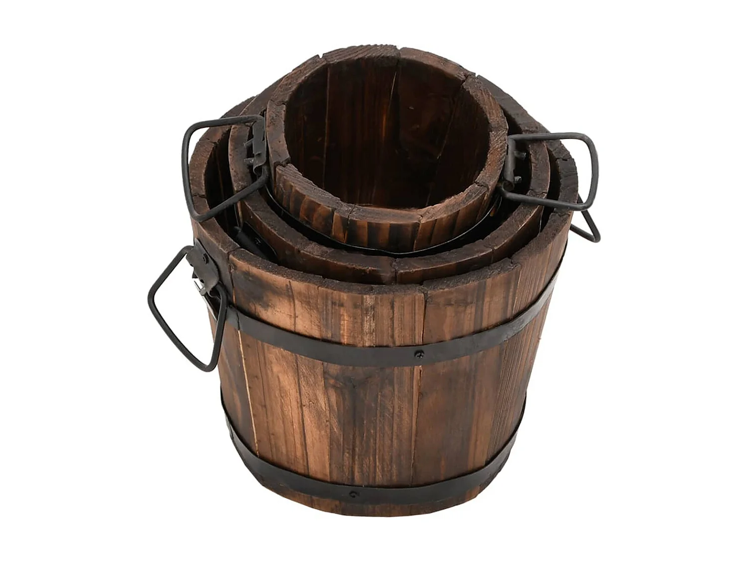 3 peças conjunto de vasos em forma de balde abeto maciço