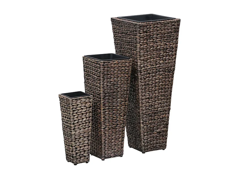 Conjunto de arriates 3 piezas jacinto de agua marrón oscuro