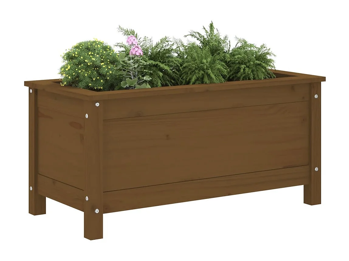 Jardinière marron miel 82,5x40x39 cm bois massif de pin