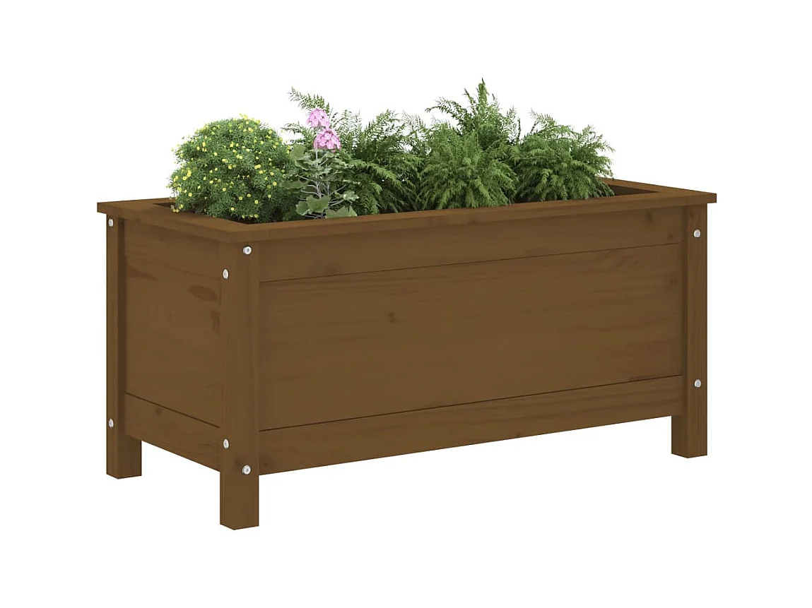 Jardinera madera maciza de pino marrón miel 82,5x40x39 cm