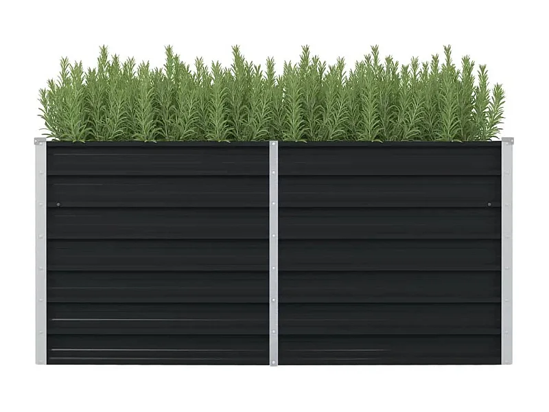 Canteiro jardim elevado 160x80x77 cm aço galvanizado antracite