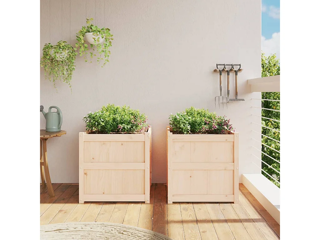 Jardinières 2 pièces bois de pin massif