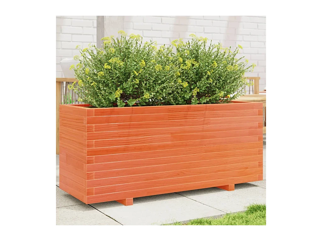 Jardinière cire marron 110x40x49,5 cm bois de pin massif