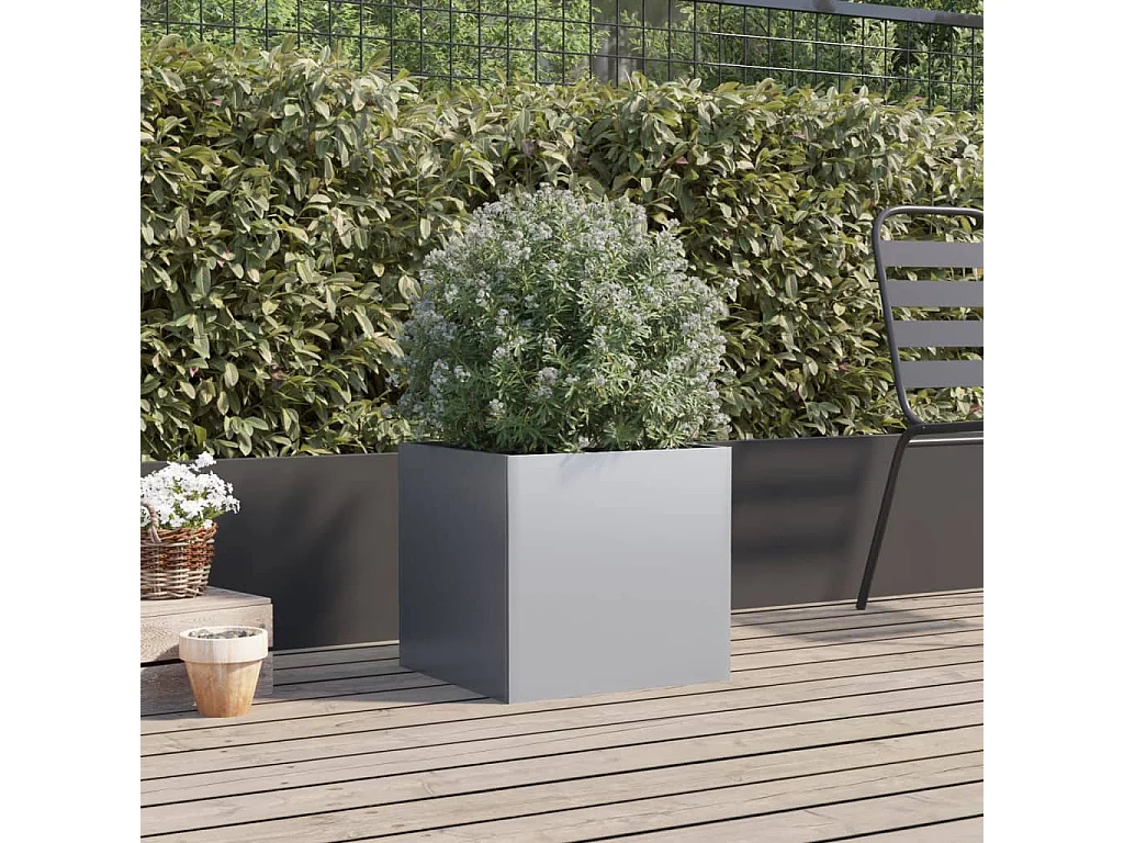 Jardinière argenté 49x47x46 cm acier galvanisé