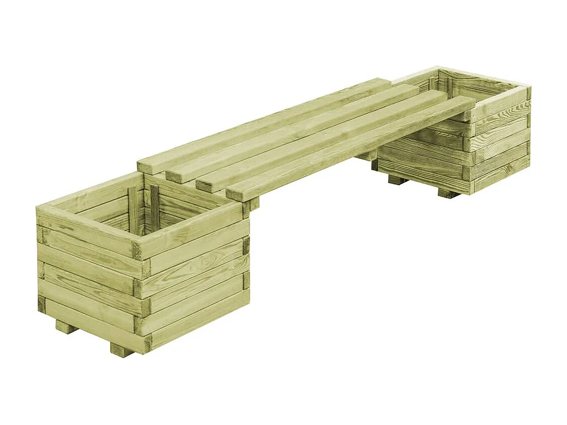 Banco de jardín con jardineras de madera de pino impregnada