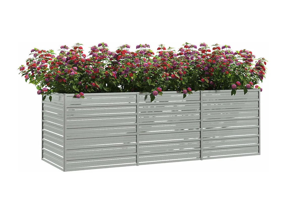 Lit surélevé de jardin 240x80x77 cm Acier galvanisé Argenté