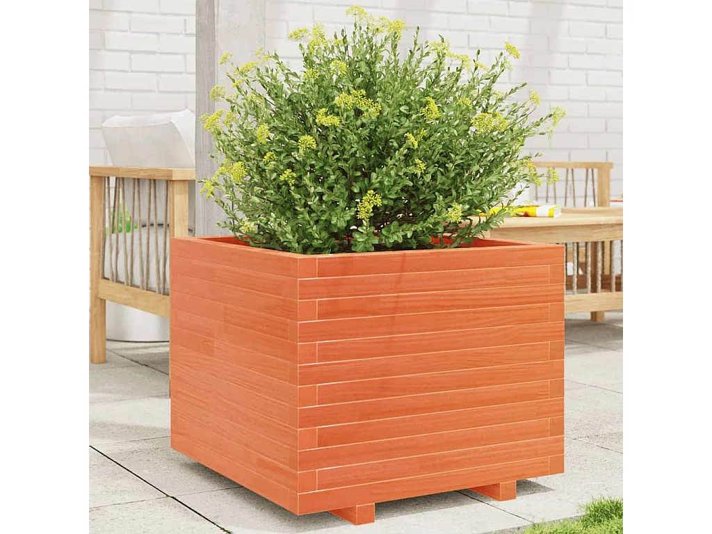 Jardinière cire marron 60x60x49,5 cm bois de pin massif