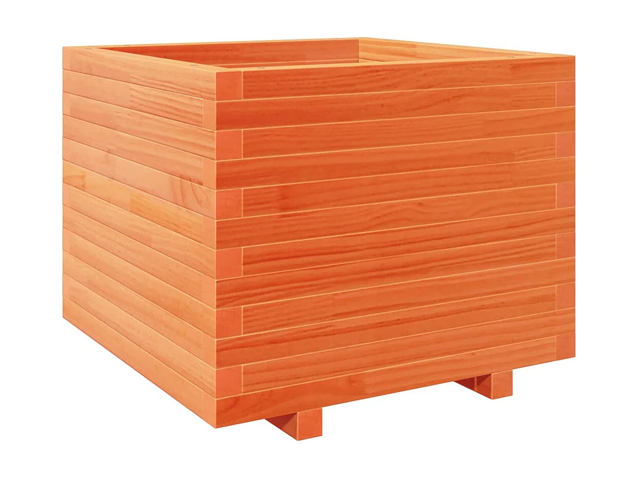 Jardinière cire marron 60x60x49,5 cm bois de pin massif