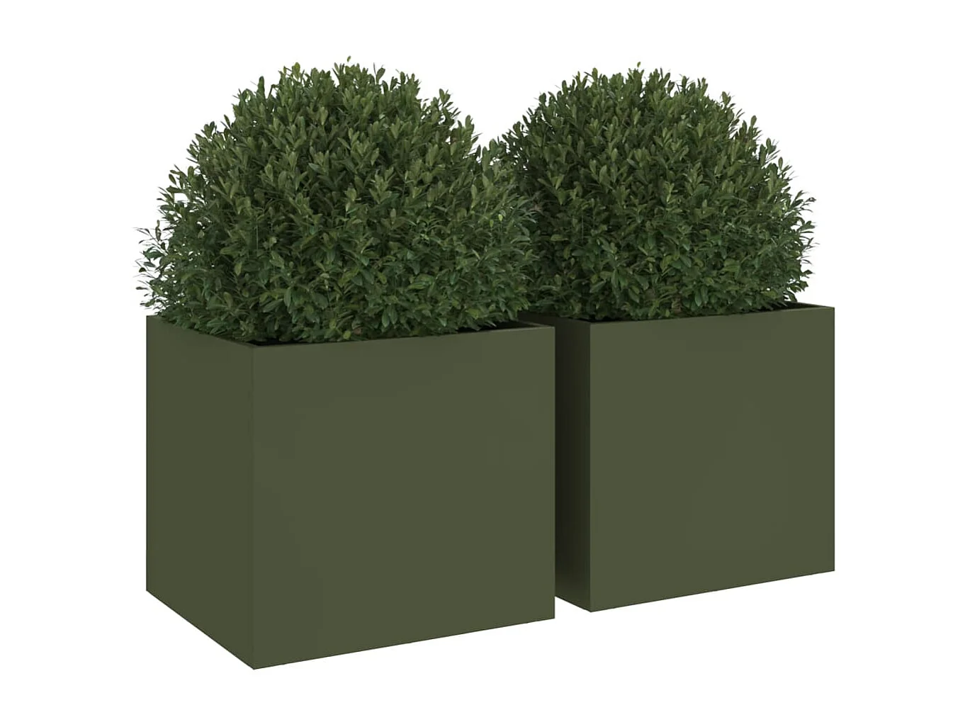 Jardinières 2 pièces vert olive 32x30x29 cm acier laminé à froid