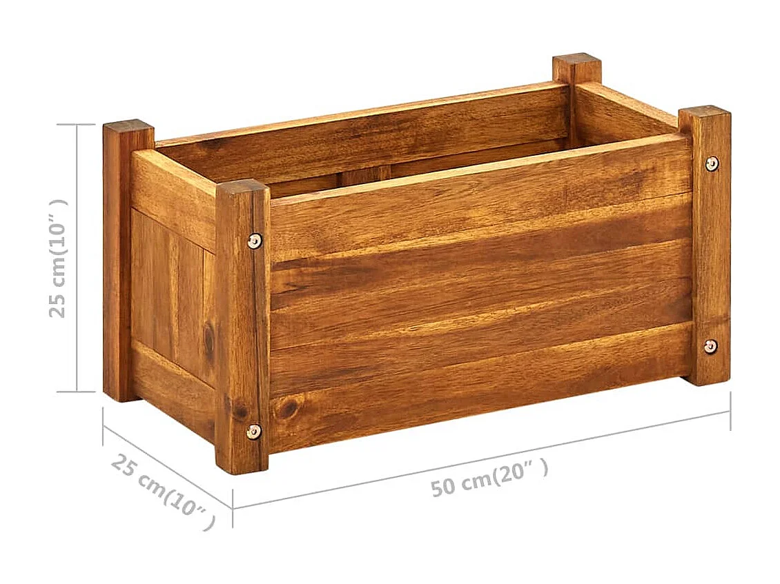 Canteiro elevado de jardim 50x25x25 cm madeira de acácia