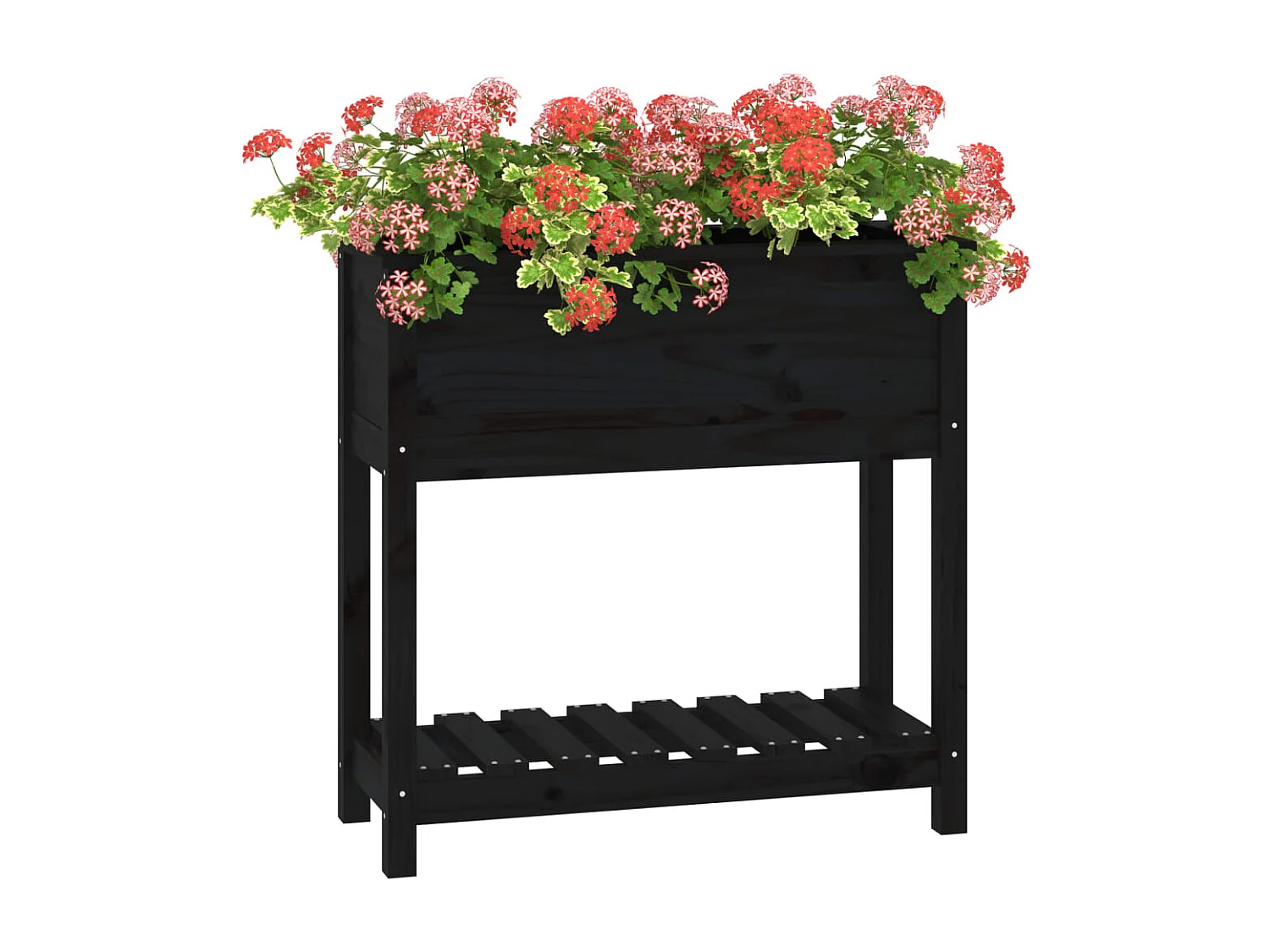 Jardinière avec étagère Noir 82,5x34,5x81 cm Bois massif de pin