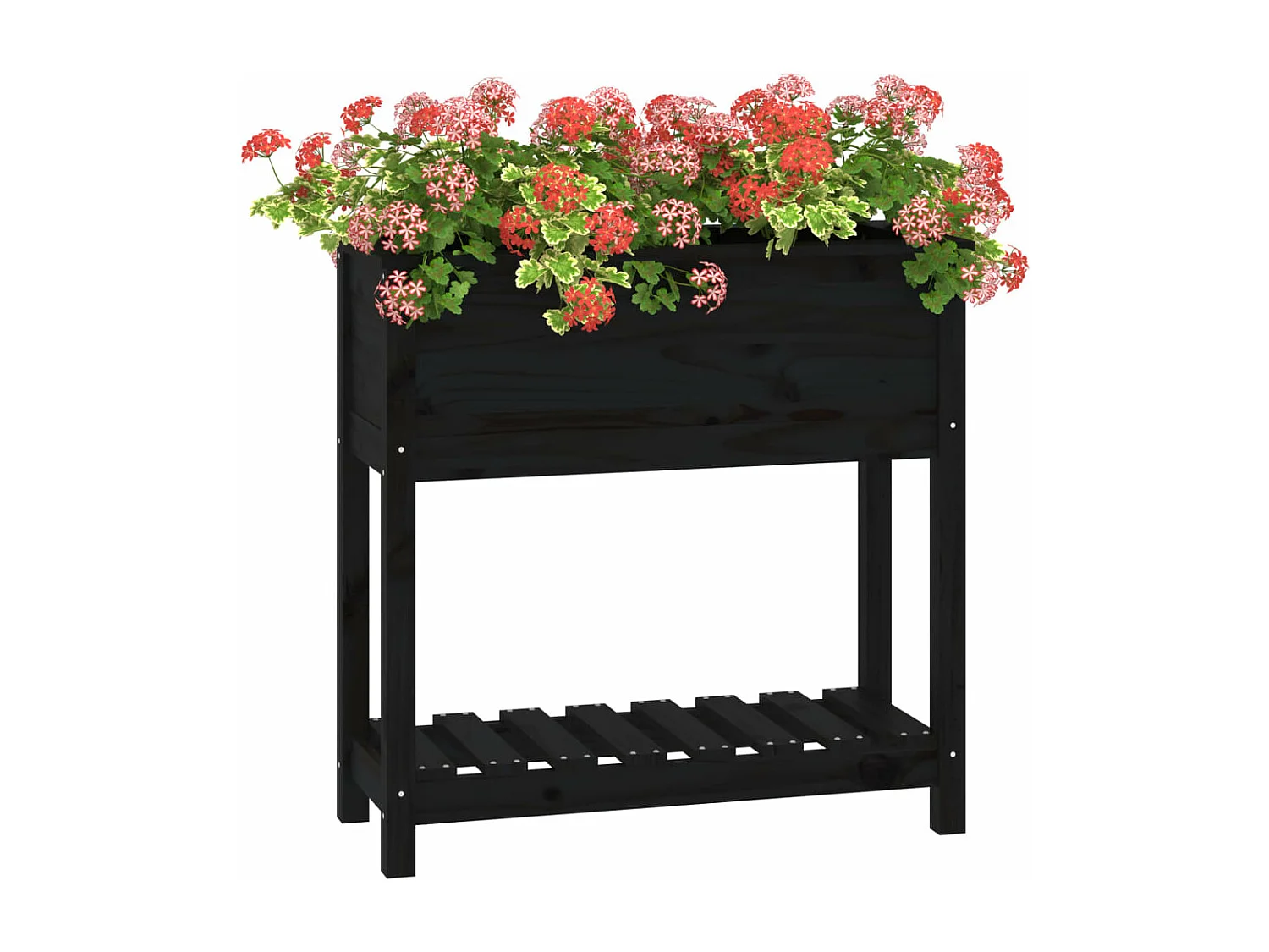 Jardinière avec étagère Noir 82,5x34,5x81 cm Bois massif de pin