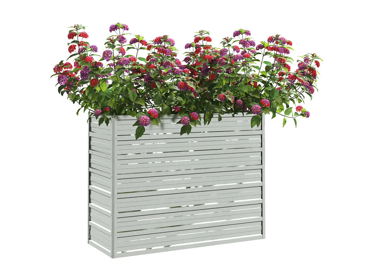 Canteiro elevado de jardim 100x40x77cm aço galvanizado prateado