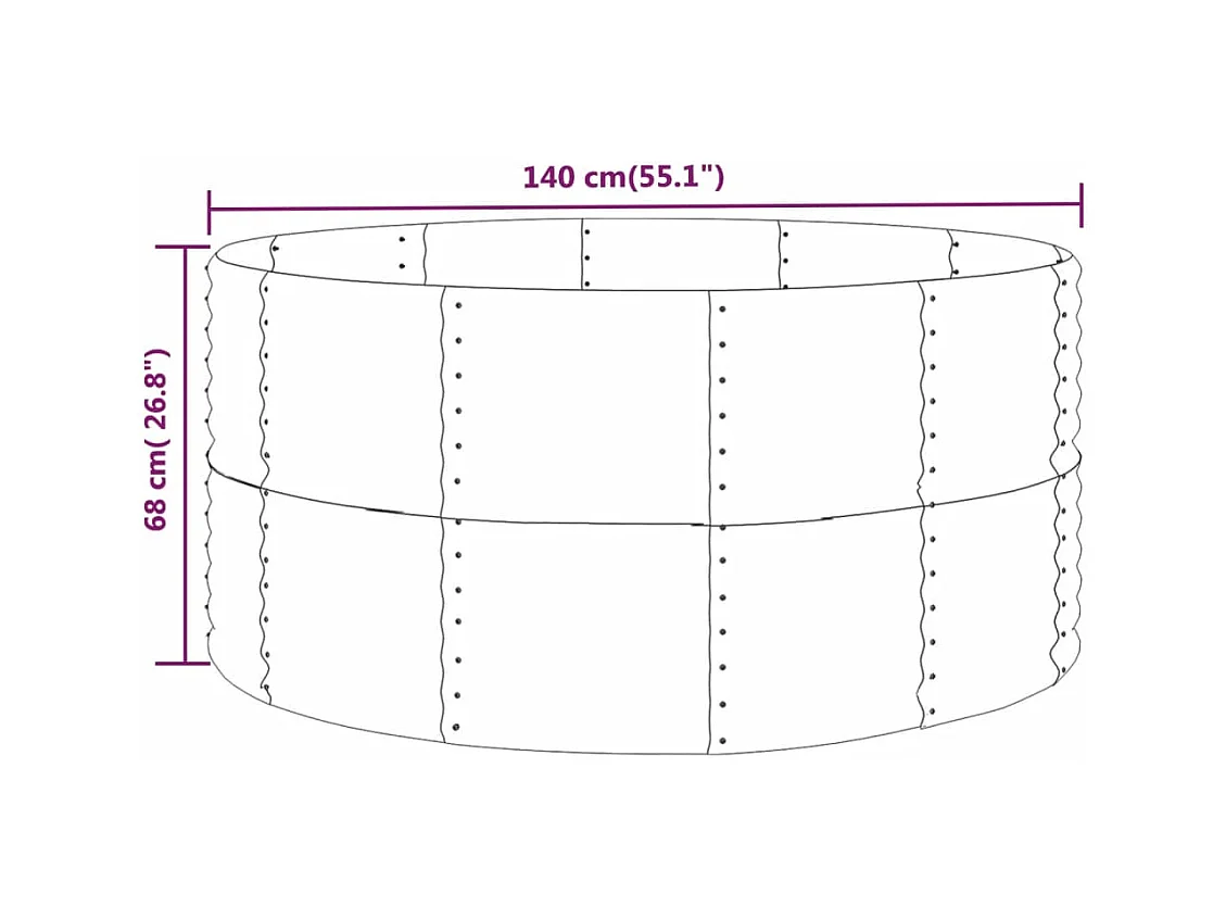 Lit surélevé de jardin Gris 140x140x68cm Acier enduit de poudre