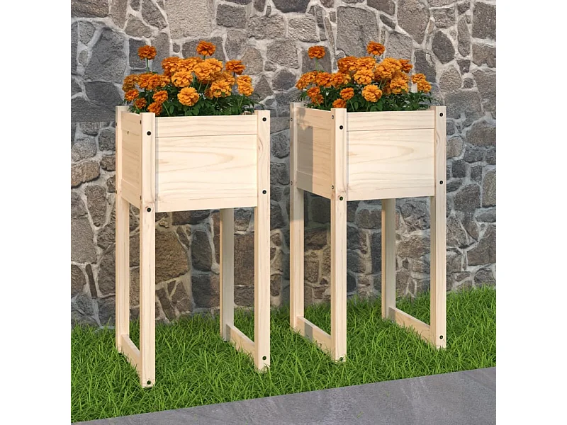 Jardinières 2 pièces 40x40x81 cm Bois massif de pin