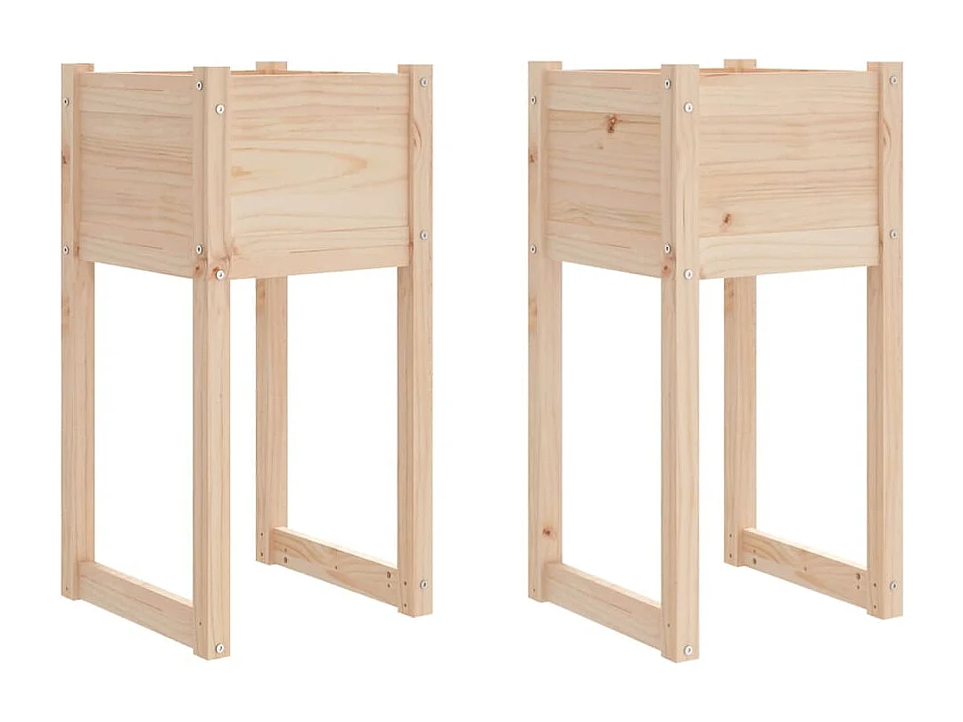 Jardinera 2 unidades madera maciza de pino 40x40x81 cm