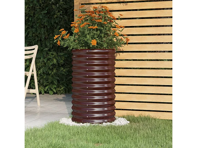 Jardinière de jardin Acier enduit de poudre 40x40x68 cm Marron