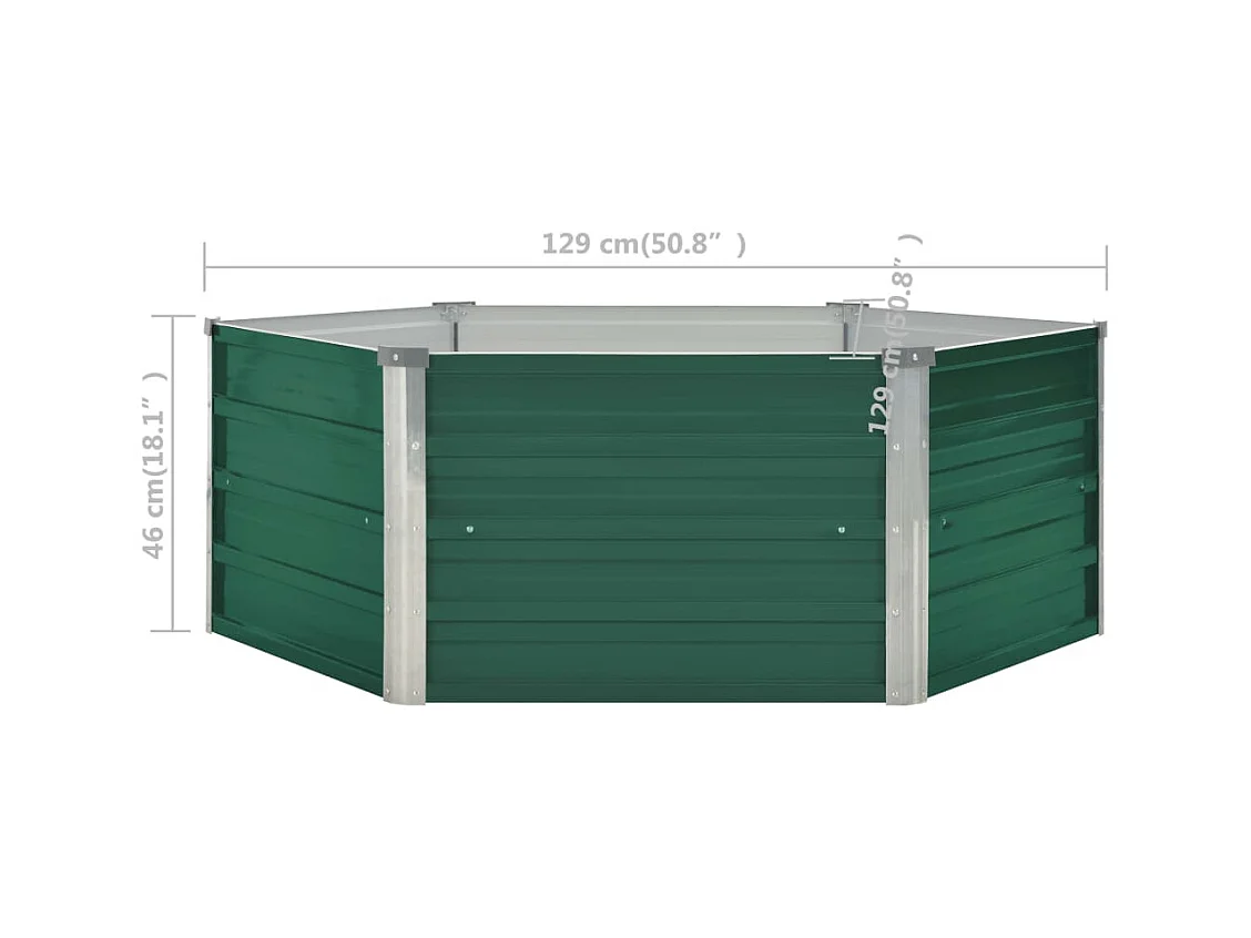 Arriate elevado acero galvanizado verde 129x129x46 cm