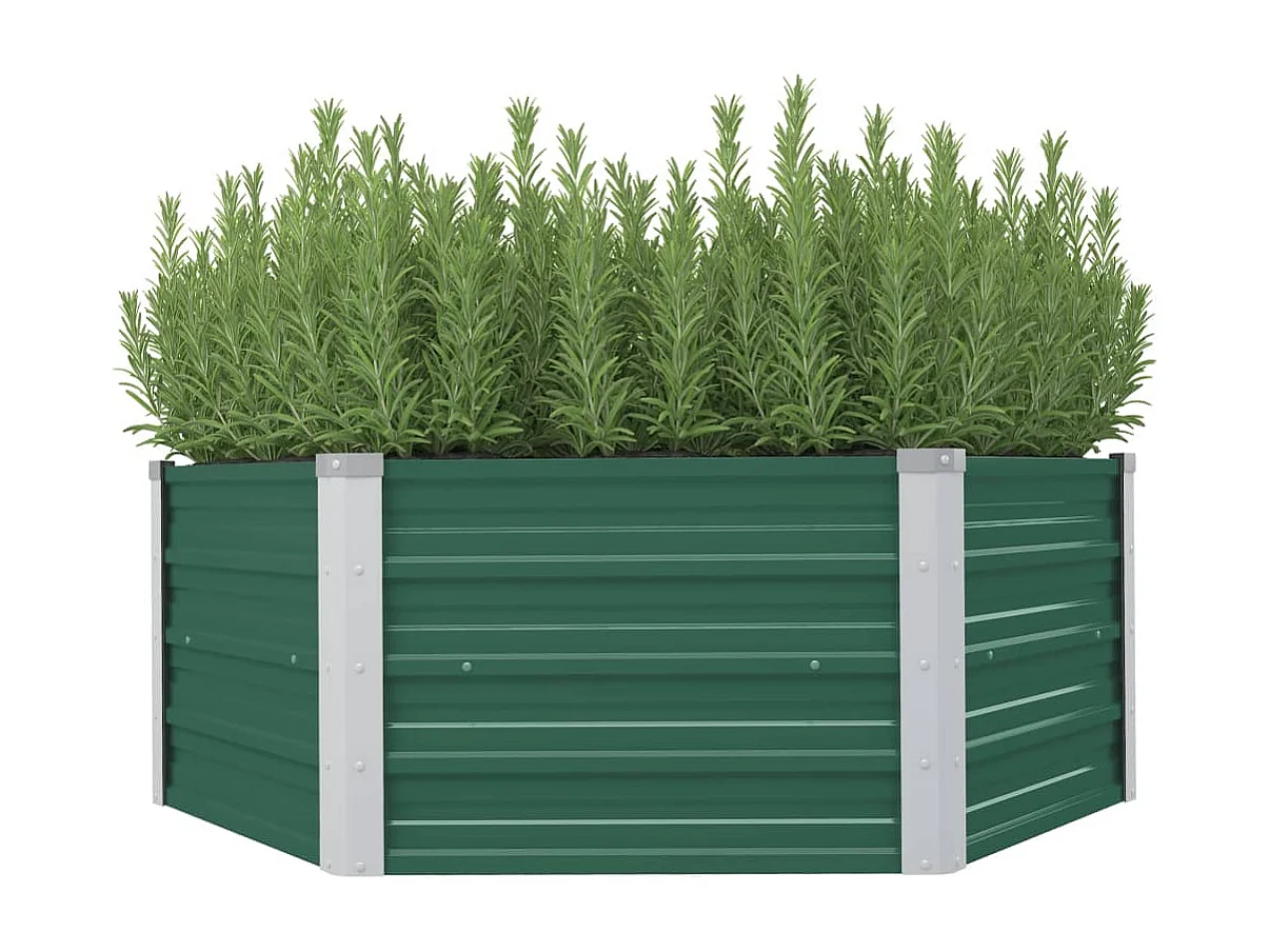 Arriate elevado acero galvanizado verde 129x129x46 cm