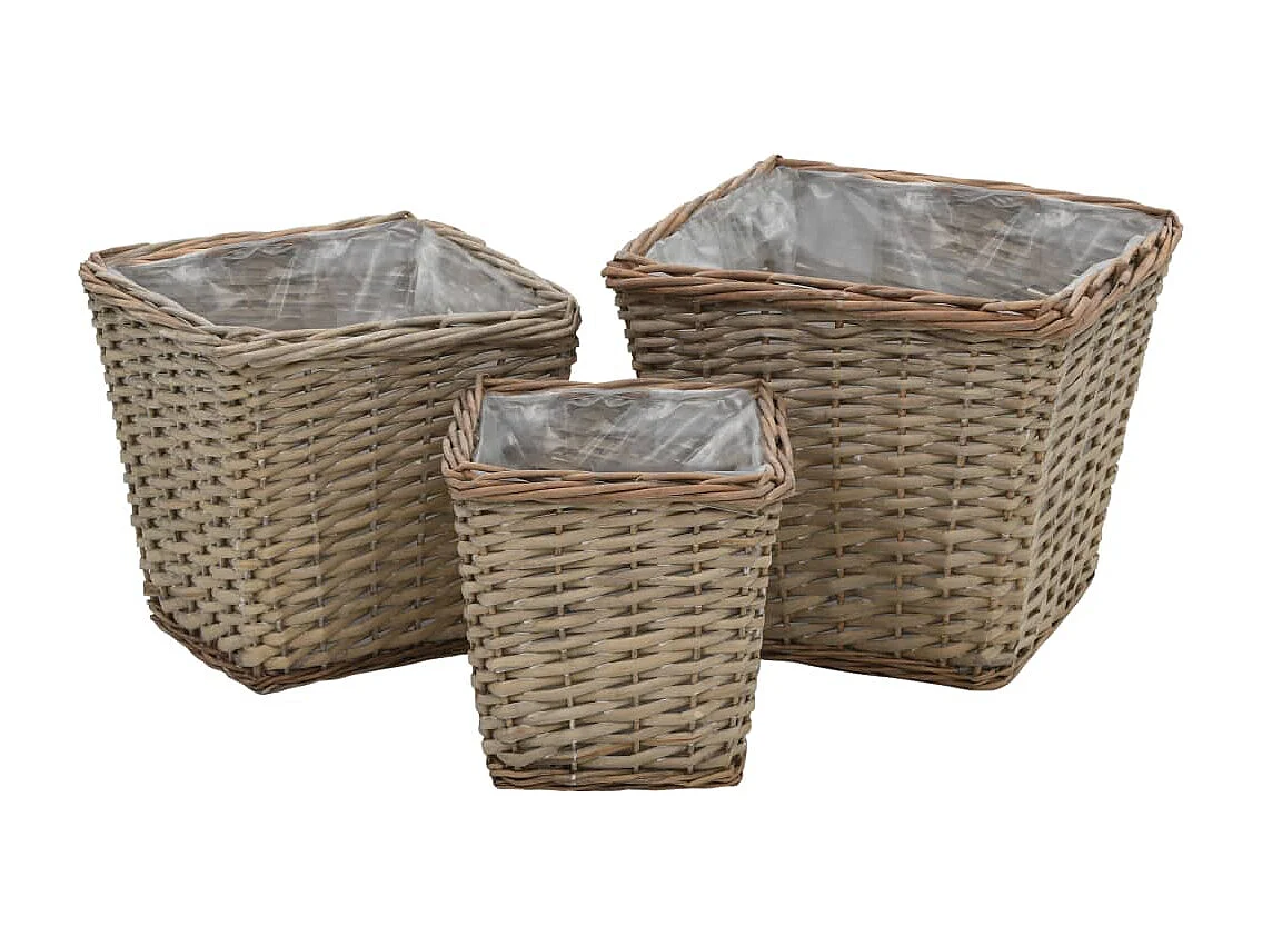 Cestos para vasos 3 peças vime com forro em PE