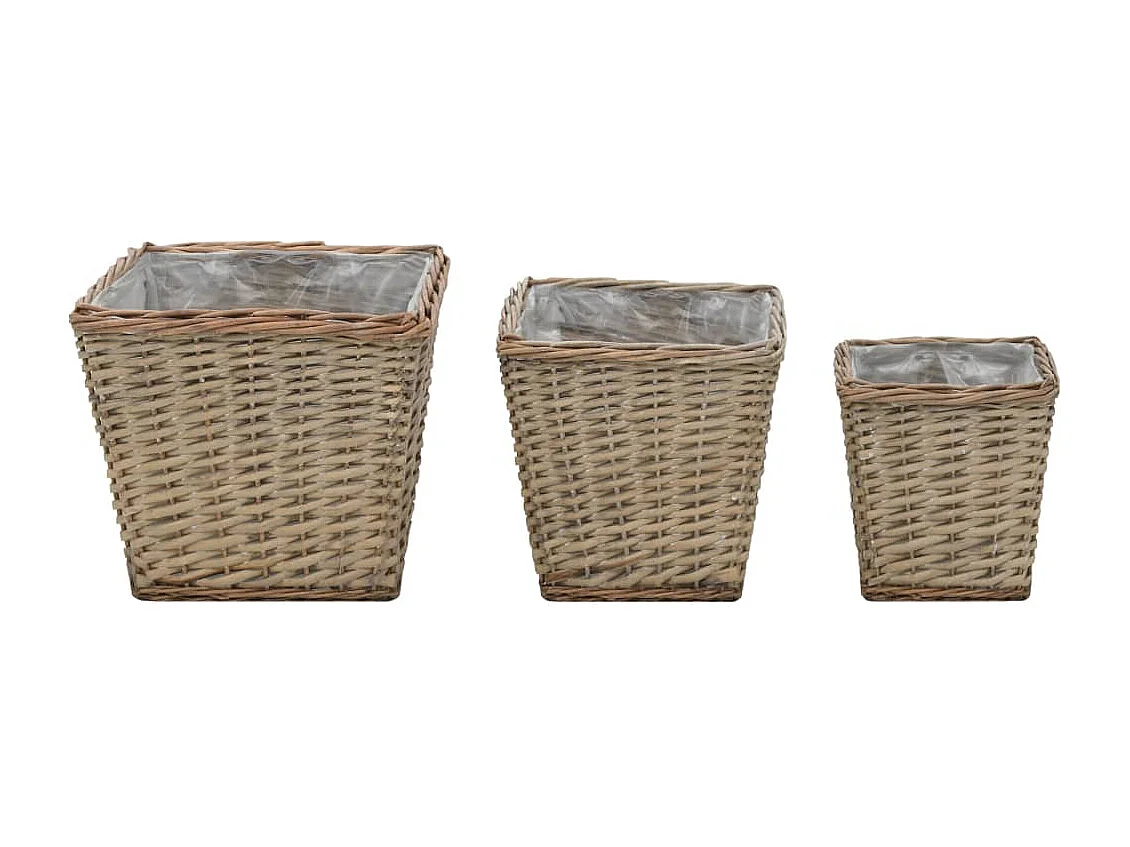 Cestos para vasos 3 peças vime com forro em PE