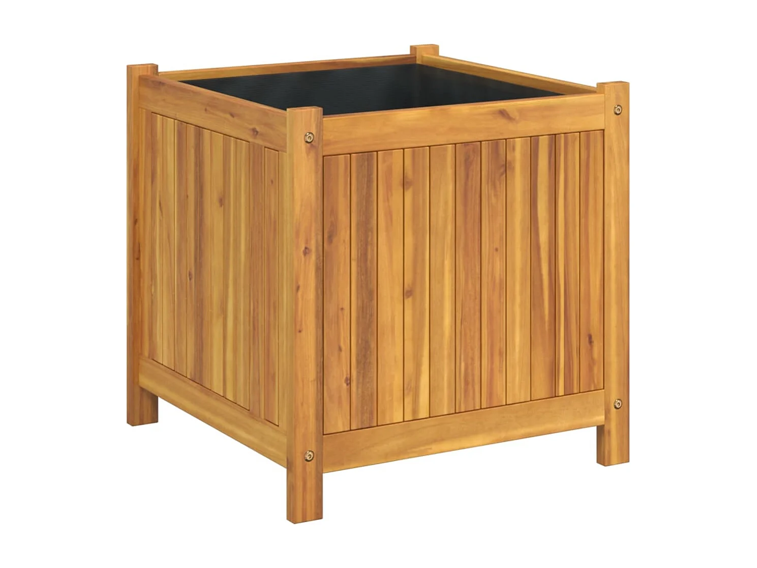 Jardinière avec doublure 50x50x50 cm bois massif d'acacia